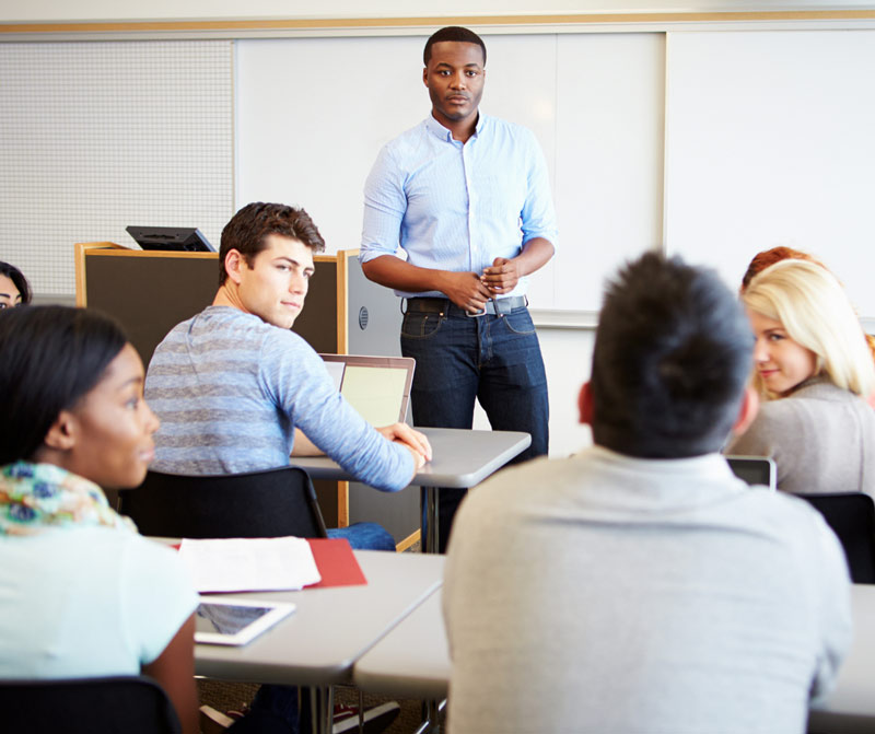 teacher with students